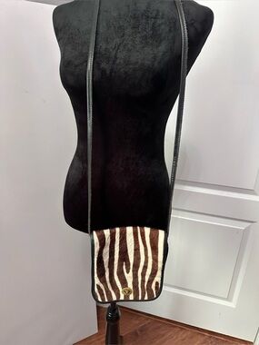 Vintage Zebra Print Hair-on-Hide Crossbody Bag - Genuine Leather - Made in USA